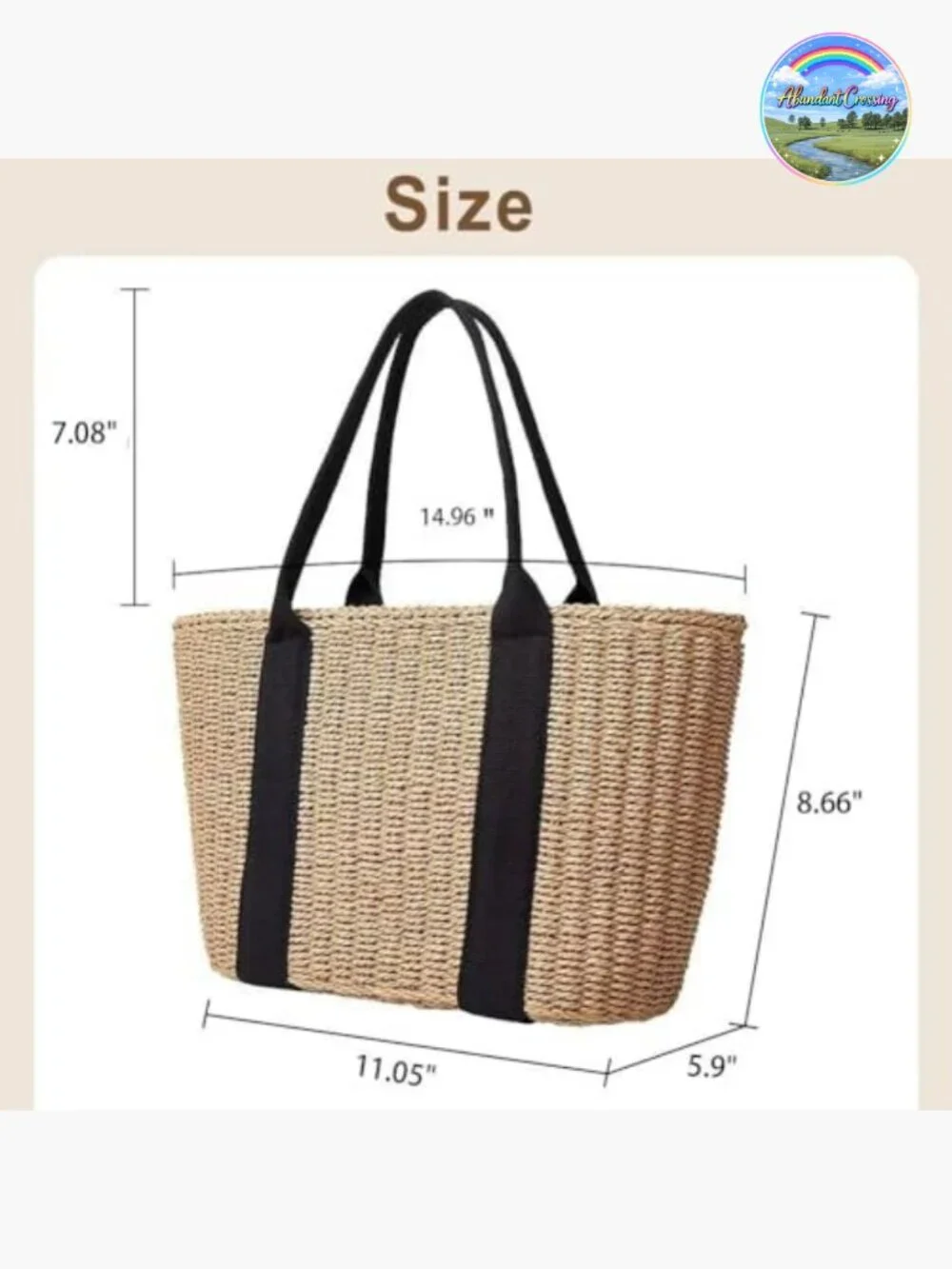 Handwoven Straw Tote Beach Bag Summer Hobo Purse Drawstring Closure